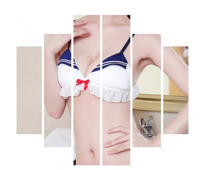 Koronkowy przezroczysty biustonosz Babydoll Poliester Spandex Biały przezroczysty koronkowy biustonosz 6