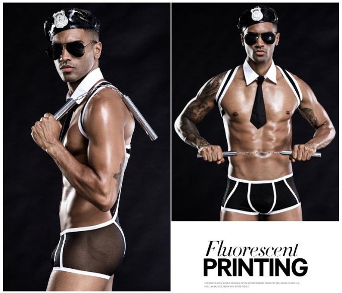 Sexy Men′s Uniform Lingerie Set Cosplay Bodysuit Underwear