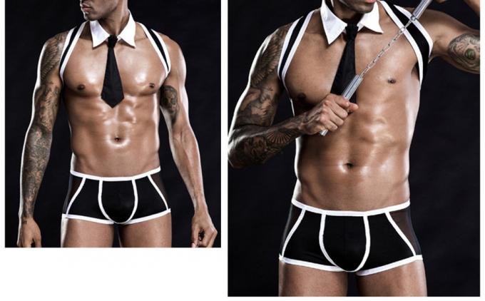 Sexy Men′s Uniform Lingerie Set Cosplay Bodysuit Underwear