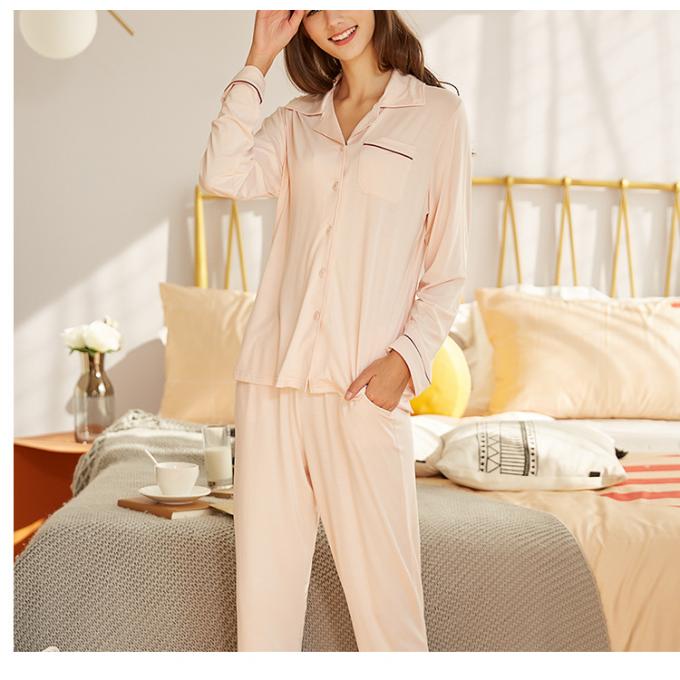 Modal fabric two piece pajamas long sleeve women cotton sleepwear Modal fabric two piece pajamas long sleeve women cotton sleepwear