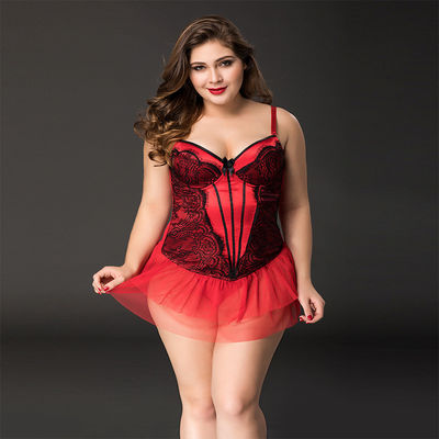 Prime Red Lace Bielizna 85 kg XXXL Duża Seksowna Bielizna Kwiatowy Bez Rękawów