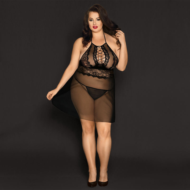 Sleeping Transparent Lace Sleepwear Babydoll Chemise Piżama 70kg