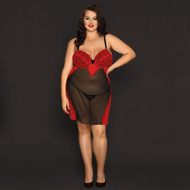 Sleeping Transparent Lace Sleepwear Babydoll Chemise Piżama 70kg