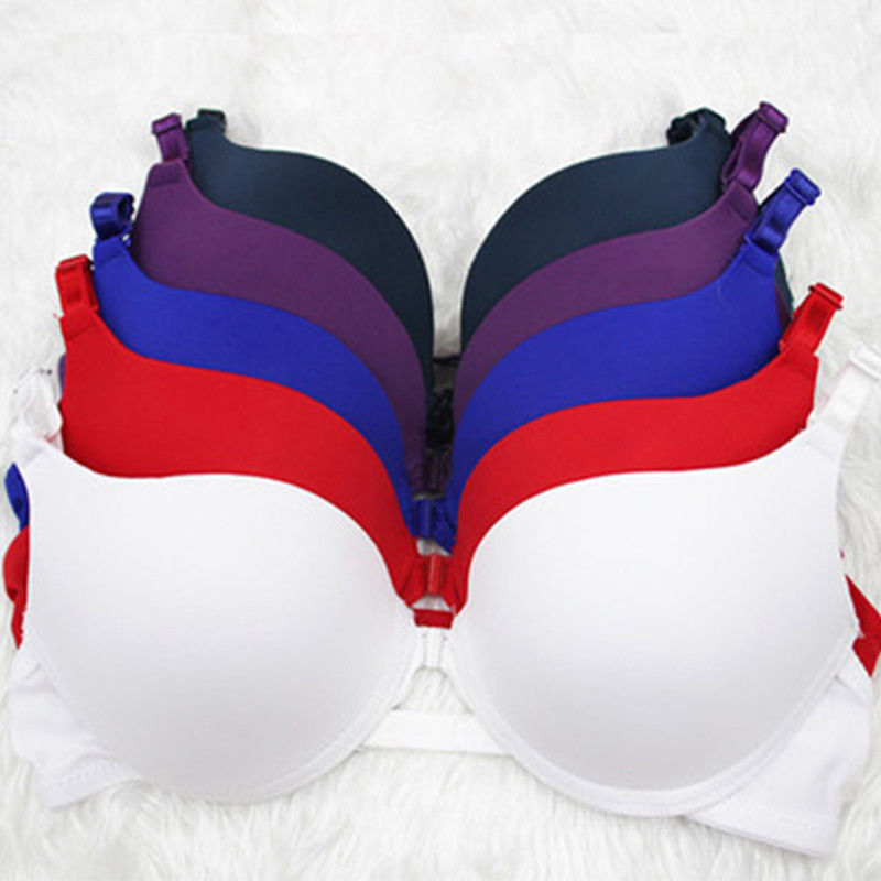 Nylon Bawełna 32a 38A Seksowne biustonosze damskie Zwykły barwiony biustonosz zapinany z przodu Pełny kubek