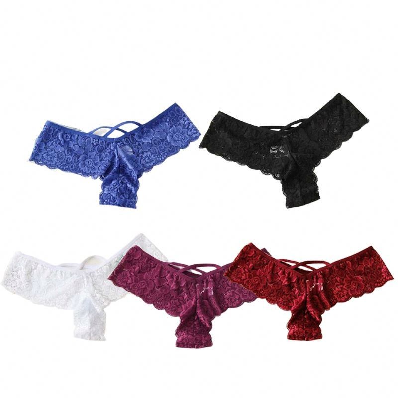 Stringi 4XL 5XL Nylonowe czarne figi Koronkowe seksowne damskie figi figi