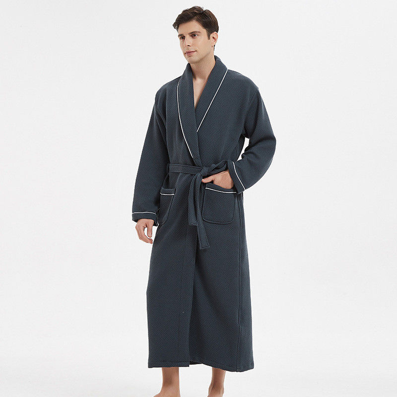 Plus Loungewear Męskie Bielizna nocna Solidna tkanina bawełniana Ciepłe Pjs dla mężczyzn