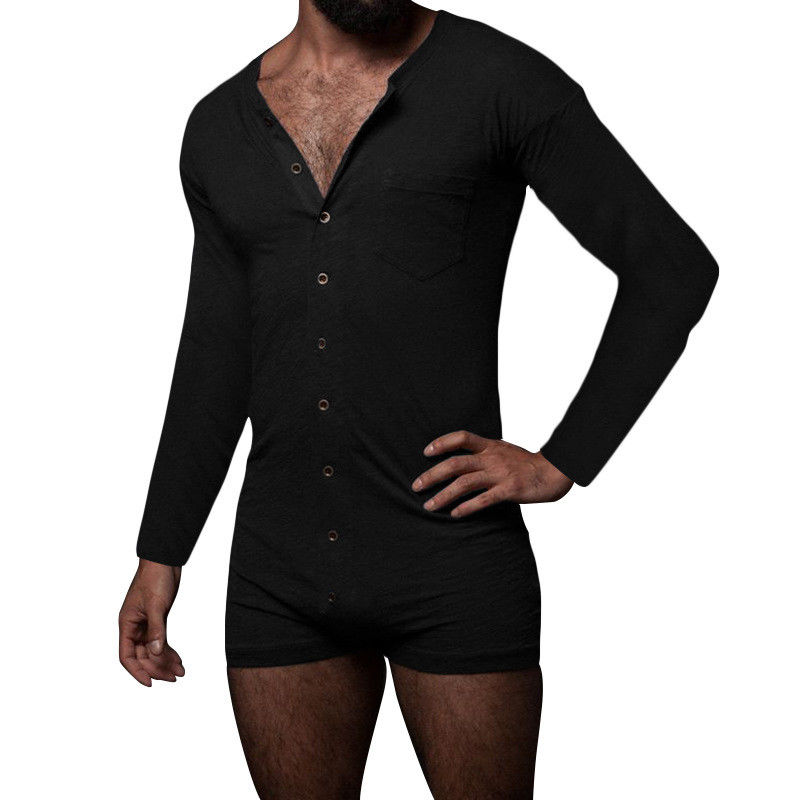 Seksowny męski letni zestaw piżamowy Solidny bez rękawów męski seksowny kombinezon Onesie
