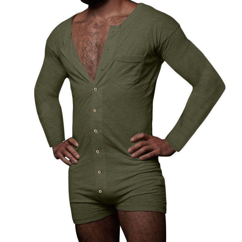 Seksowny męski letni zestaw piżamowy Solidny bez rękawów męski seksowny kombinezon Onesie