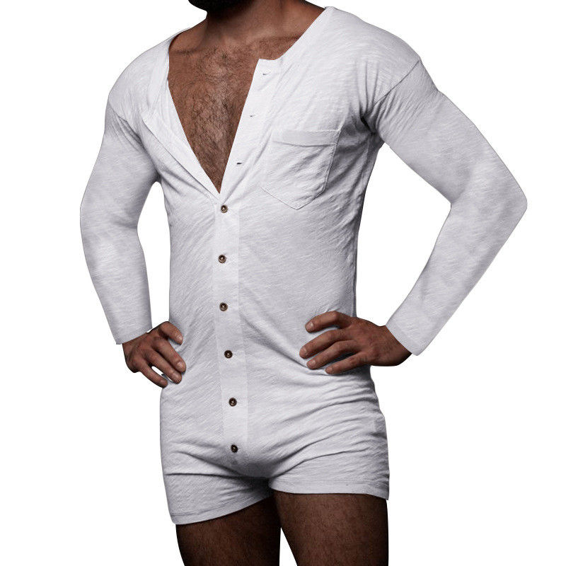 Seksowny męski letni zestaw piżamowy Solidny bez rękawów męski seksowny kombinezon Onesie