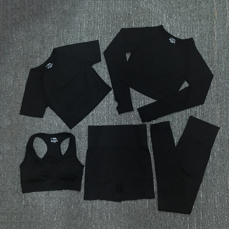 Nylon Poliester Spandex Przycięty top treningowy z długim rękawem Odzież sportowa Prążkowana odzież gimnastyczna