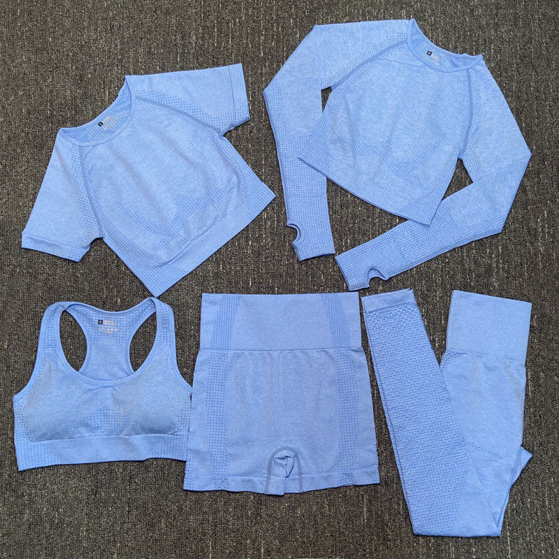 Nylon Poliester Spandex Przycięty top treningowy z długim rękawem Odzież sportowa Prążkowana odzież gimnastyczna
