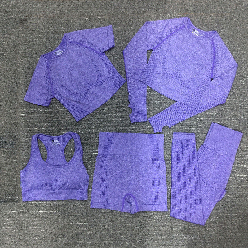 Nylon Poliester Spandex Przycięty top treningowy z długim rękawem Odzież sportowa Prążkowana odzież gimnastyczna