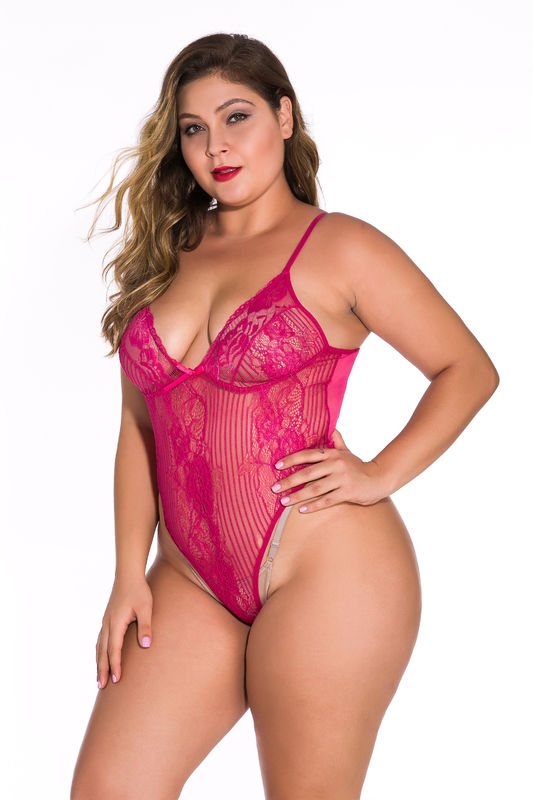 Bielizna bez rękawów Temptation Plus Babydoll Biała koronka L-5XL Poliester 95